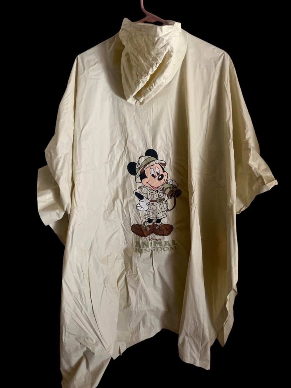 Disney Adult Animal Kingdom Mickey Mouse Hooded Poncho Lightweight Beige Raincoa